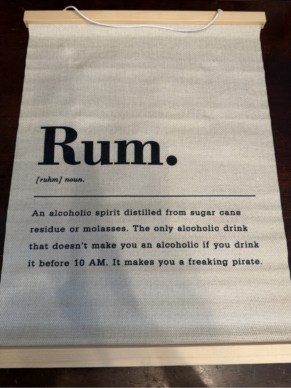 Rum Canvas Wall Hanging - Black Text on Natural